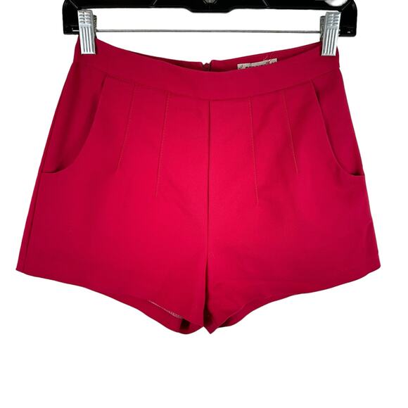 Berrita Hot Pink Barbie Colorful Cheeky High Rise Pleated Hot Pants Shorts Sz M - Picture 1 of 4